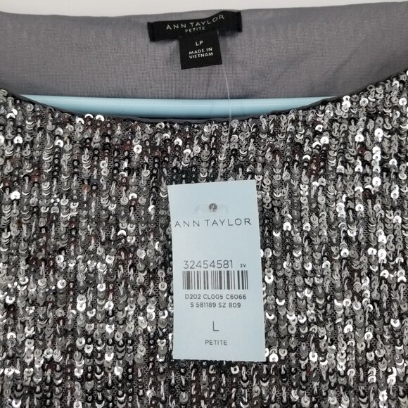 NWT Ann Taylor Petite L Popover Sequin Top w/ Lining for Comfort - Party! - Picture 5 of 5
